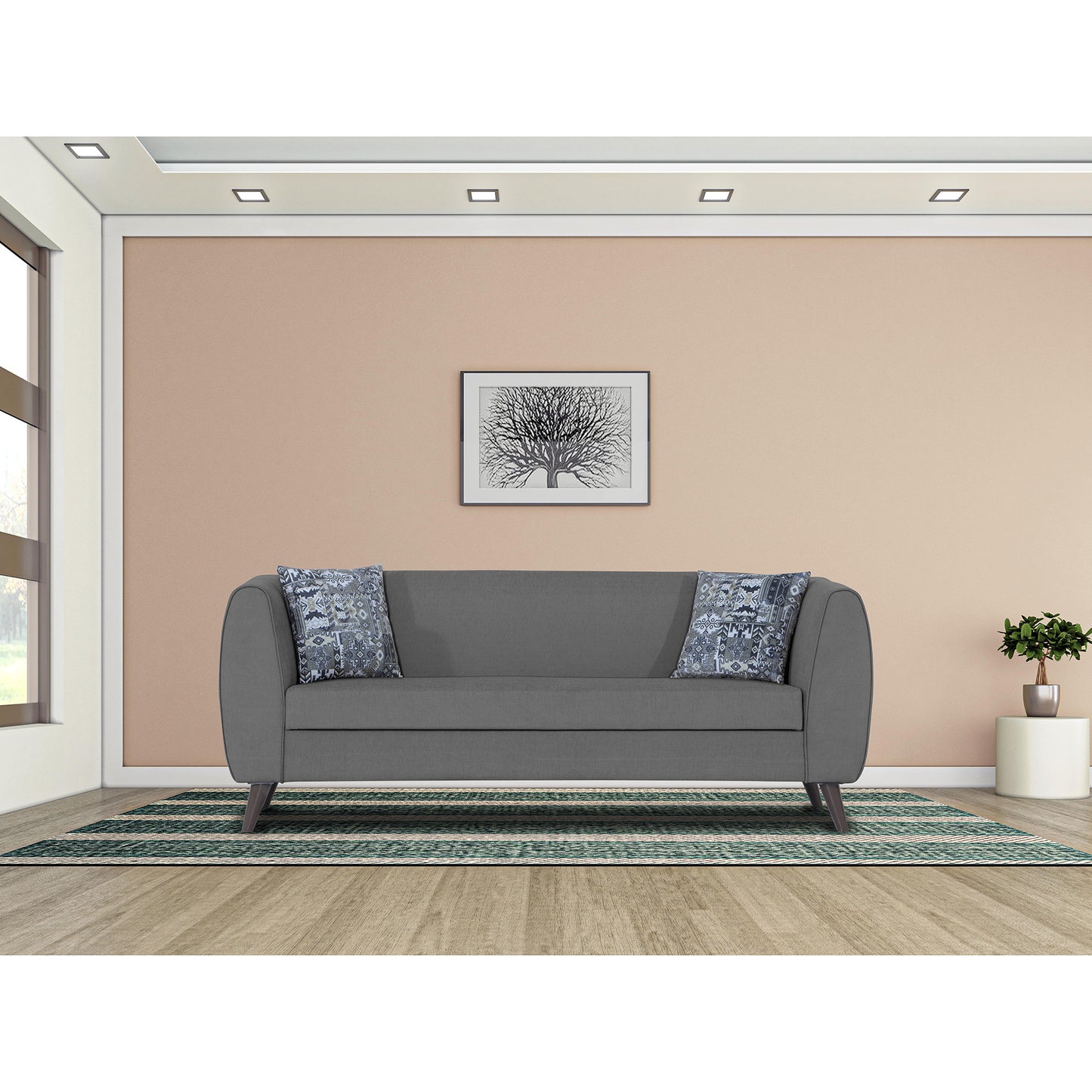 Adorn India Mason 3 Seater Sofa (Aqua Blue)