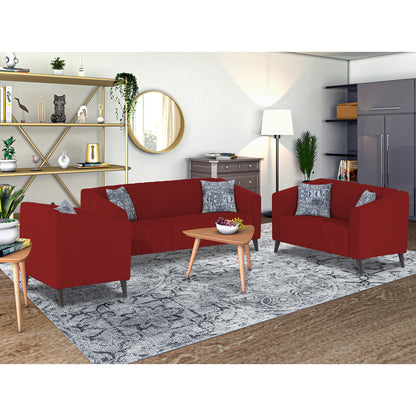Adorn India Premium Laurel 3+2+1 6 Seater Sofa Set (Red) (3 Year Warranty)