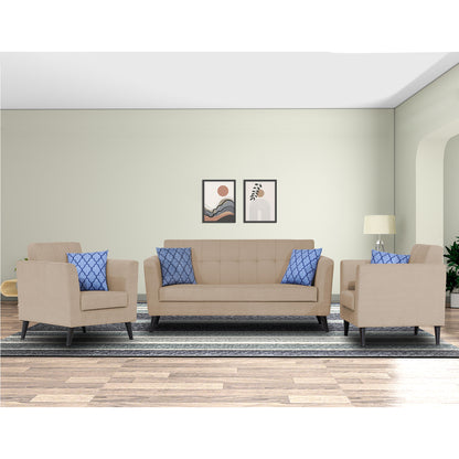 Adorn India Dannis 3+1+1 5 Seater Sofa Set (Beige) (3 Year Warranty)