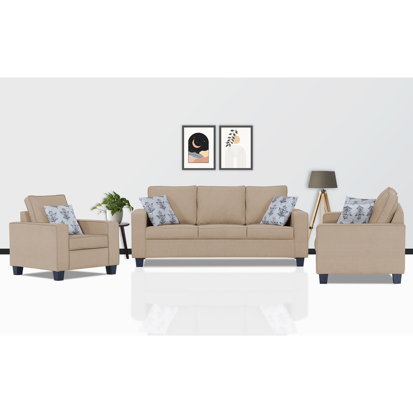 Adorn India Camden 3+2+1 6 Seater Sofa Set (Aqua Blue) (3 Year Warranty)