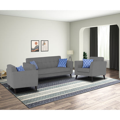 Adorn India Dannis 3+2+1 6 Seater Sofa Set (Grey) (3 Year Warranty)