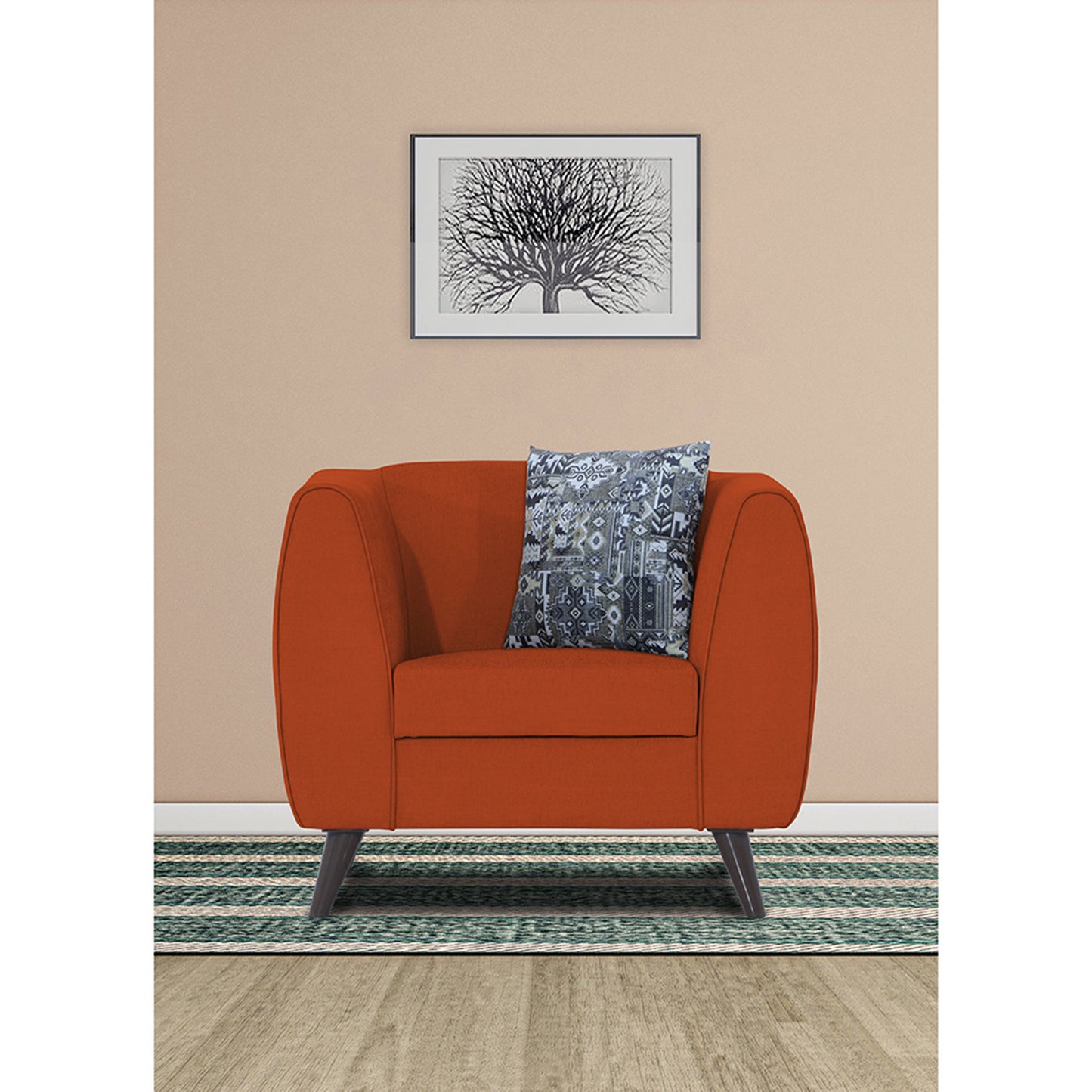 Adorn India Mason 1 Seater Sofa (Aqua Blue)