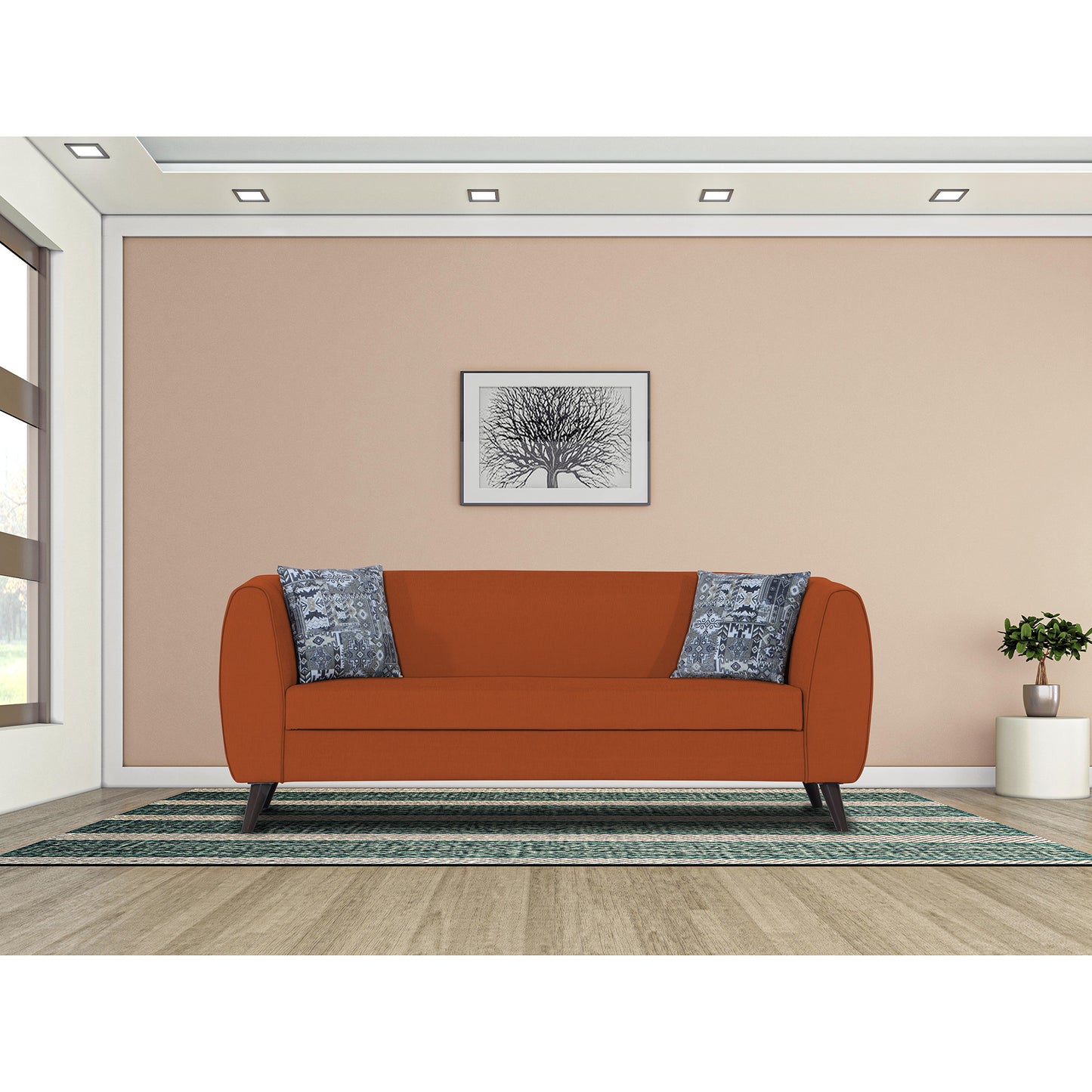 Adorn India Mason 3 Seater Sofa (Aqua Blue)