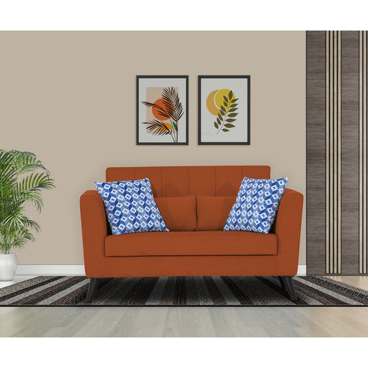 Adorn India Daniel 2 Seater Sofa (Rust) (3 Year Warranty)