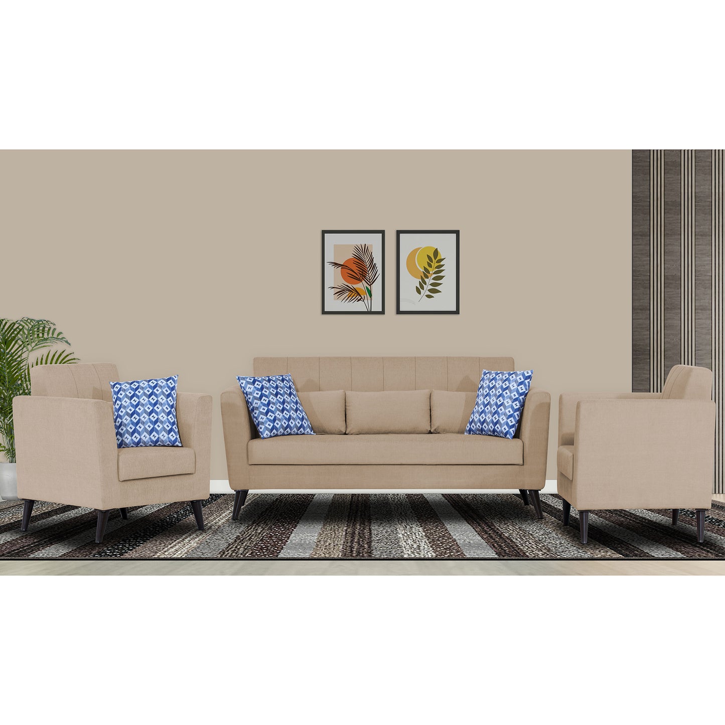 Adorn India Daniel 3+1+1 5 Seater Sofa Set