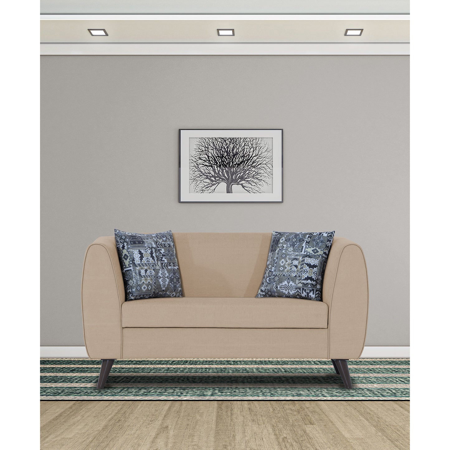Adorn India Mason 2 Seater Sofa (Aqua Blue)