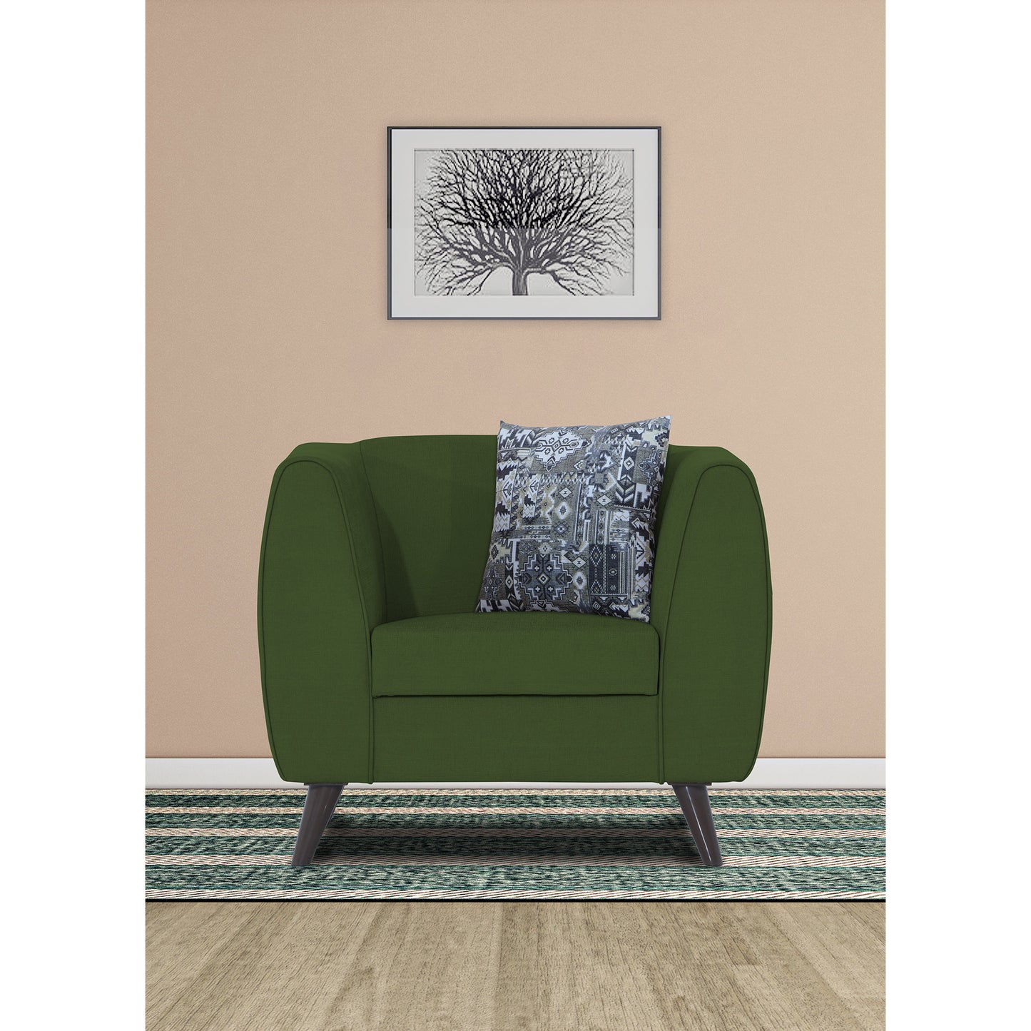 Adorn India Mason 1 Seater Sofa (Aqua Blue)