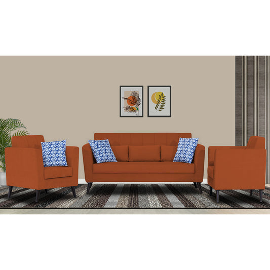 Adorn India Daniel 3+1+1 5 Seater Sofa Set (Rust) (3 Year Warranty)