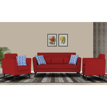 Adorn India Daniel 3+1+1 5 Seater Sofa Set (Red) (3 Year Warranty)