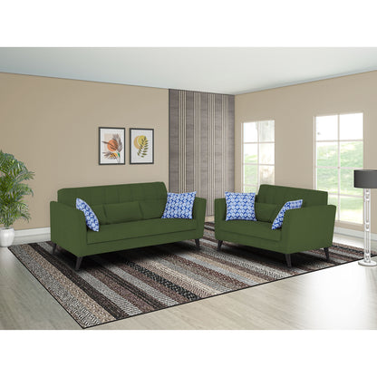 Adorn India Daniel 3+2 5 Seater Sofa Set (Green) (3 Year Warranty)