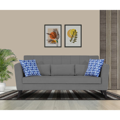 Adorn India Daniel 3 Seater Sofa (Grey) (3 Year Warranty)