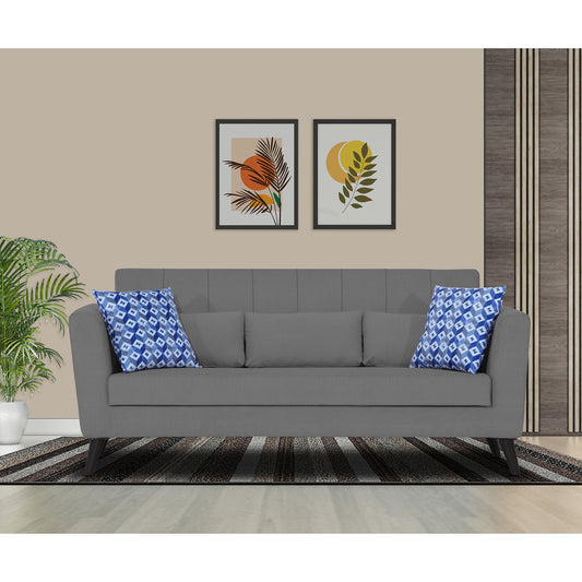Adorn India Daniel 3 Seater Sofa (Grey) (3 Year Warranty)
