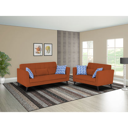 Adorn India Daniel 3+2 5 Seater Sofa Set (Rust) (3 Year Warranty)
