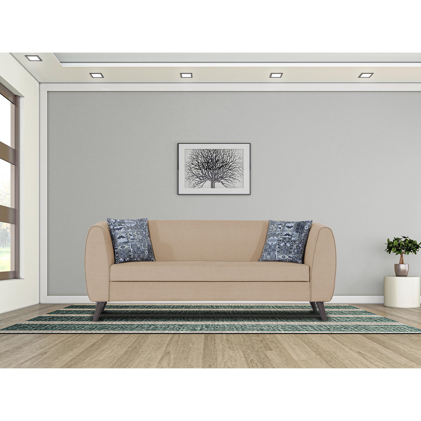 Adorn India Mason 3 Seater Sofa (Aqua Blue)