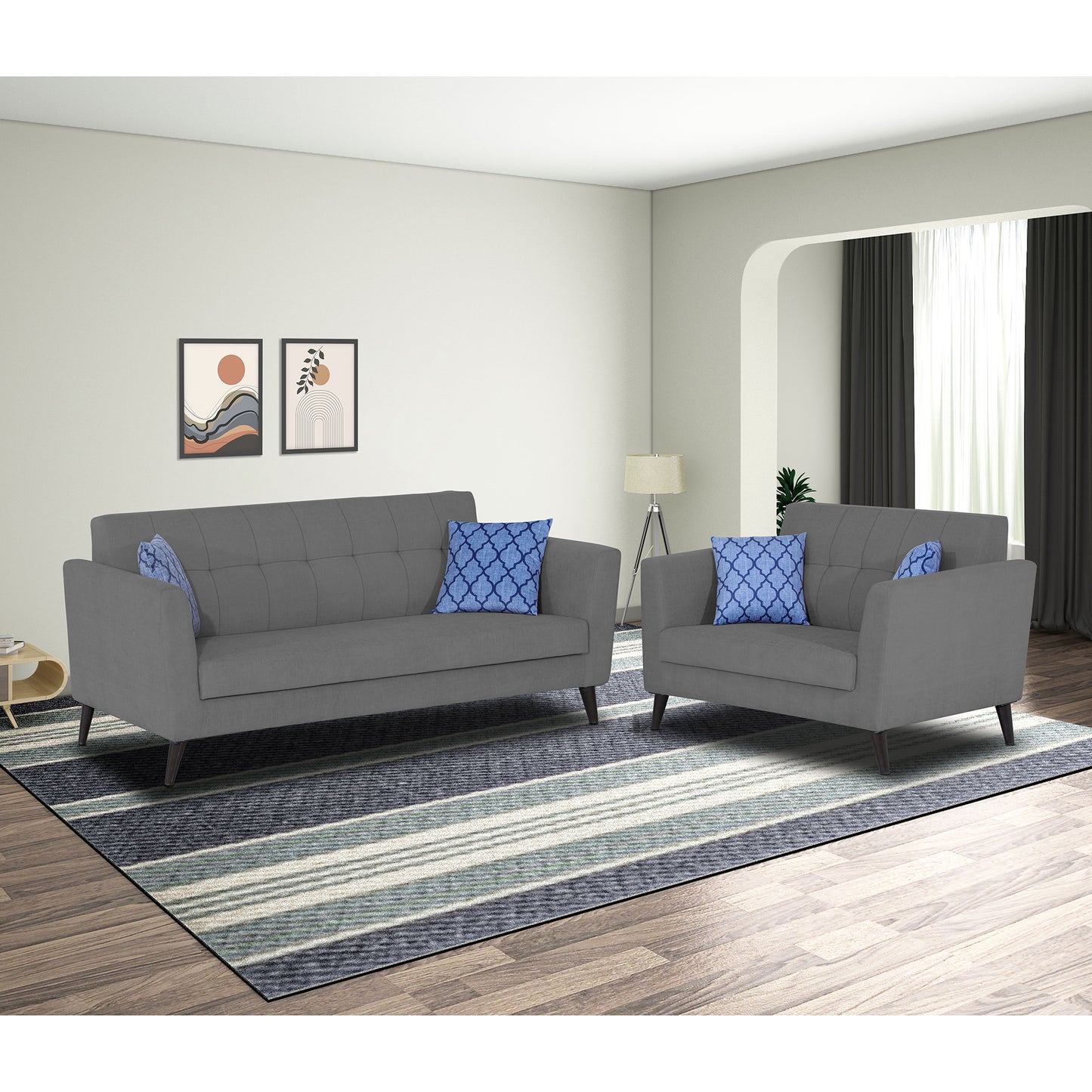 Adorn India Dannis 3+2 5 Seater Sofa Set