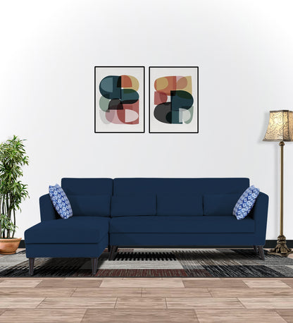 Adorn India Daniel L Shape 6 Seater Sofa Set LHS (Blue) (3 Year Warranty)