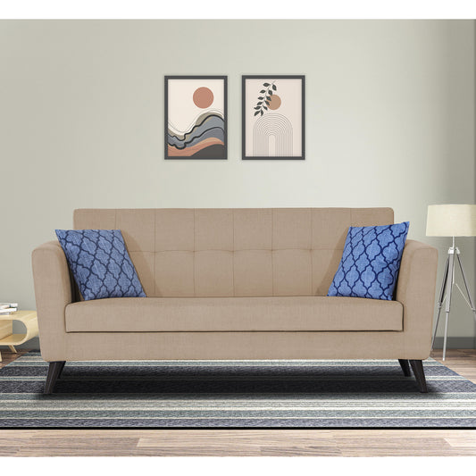 Adorn India Dannis 3 Seater Sofa (Beige) (3 Year Warranty)