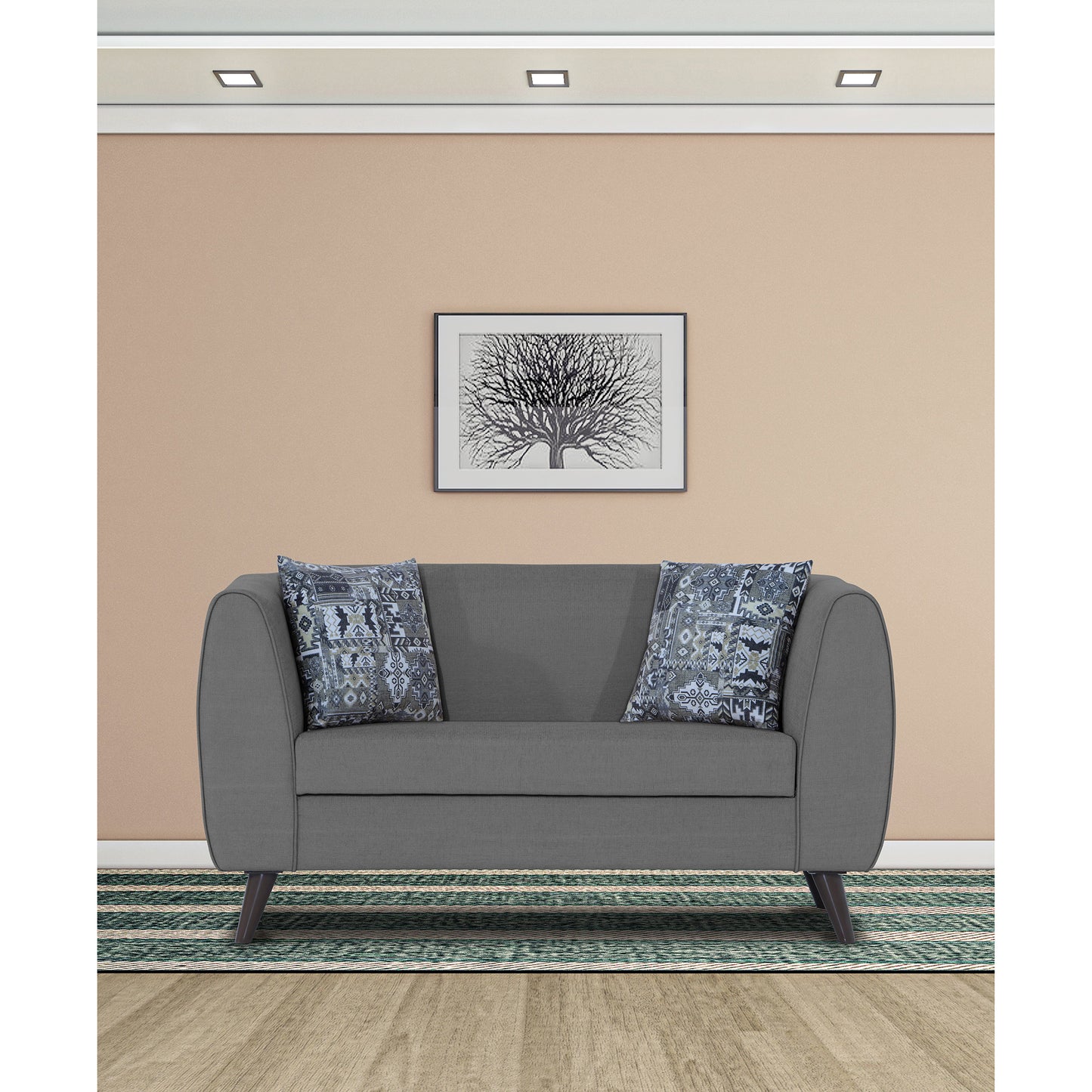 Adorn India Mason 2 Seater Sofa (Aqua Blue)