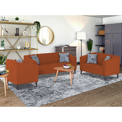 Adorn India Premium Laurel 3+2+1 6 Seater Sofa Set (Rust) (3 Year Warranty)