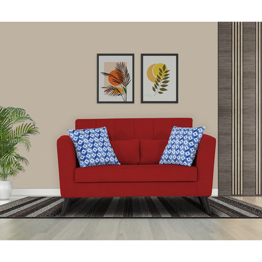 Adorn India Daniel 2 Seater Sofa (Red) (3 Year Warranty)
