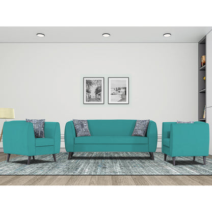 Adorn India Mason 3+1+1 5 Seater Sofa Set (Aqua Blue)
