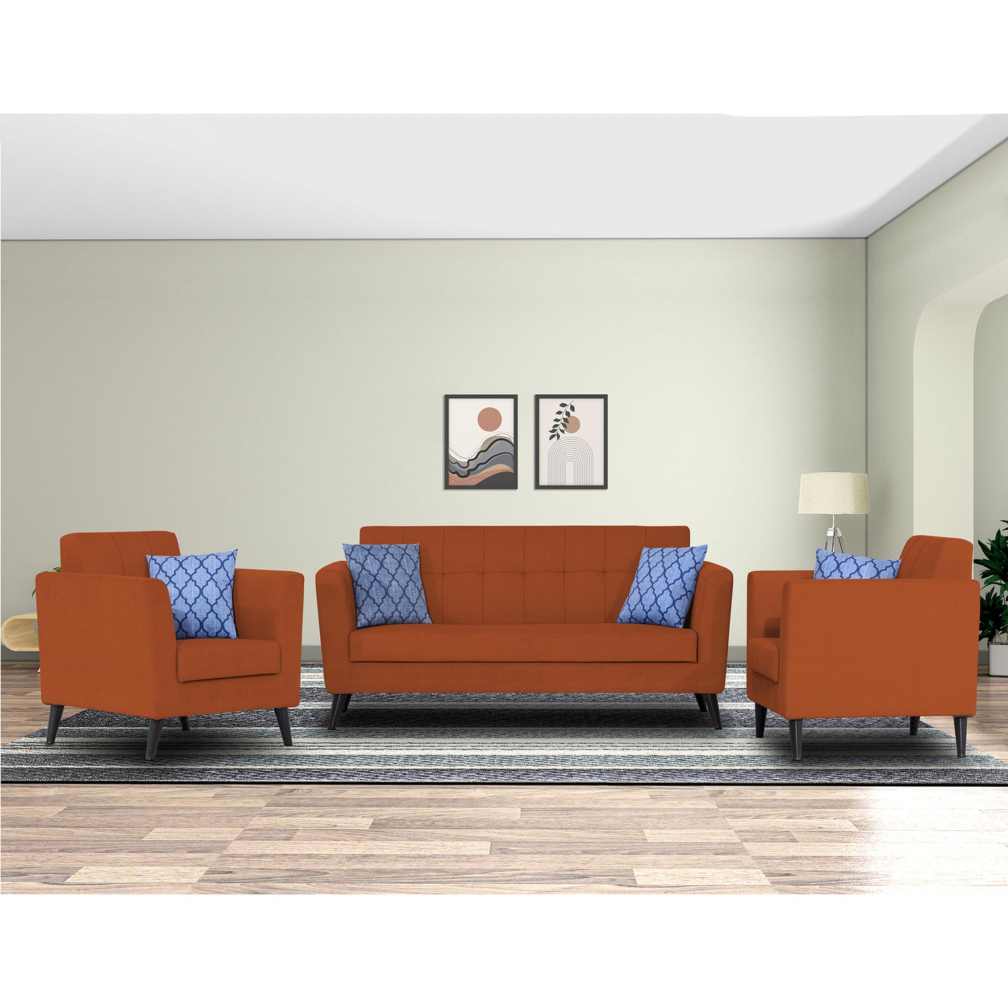 Adorn India Dannis 3+1+1 5 Seater Sofa Set