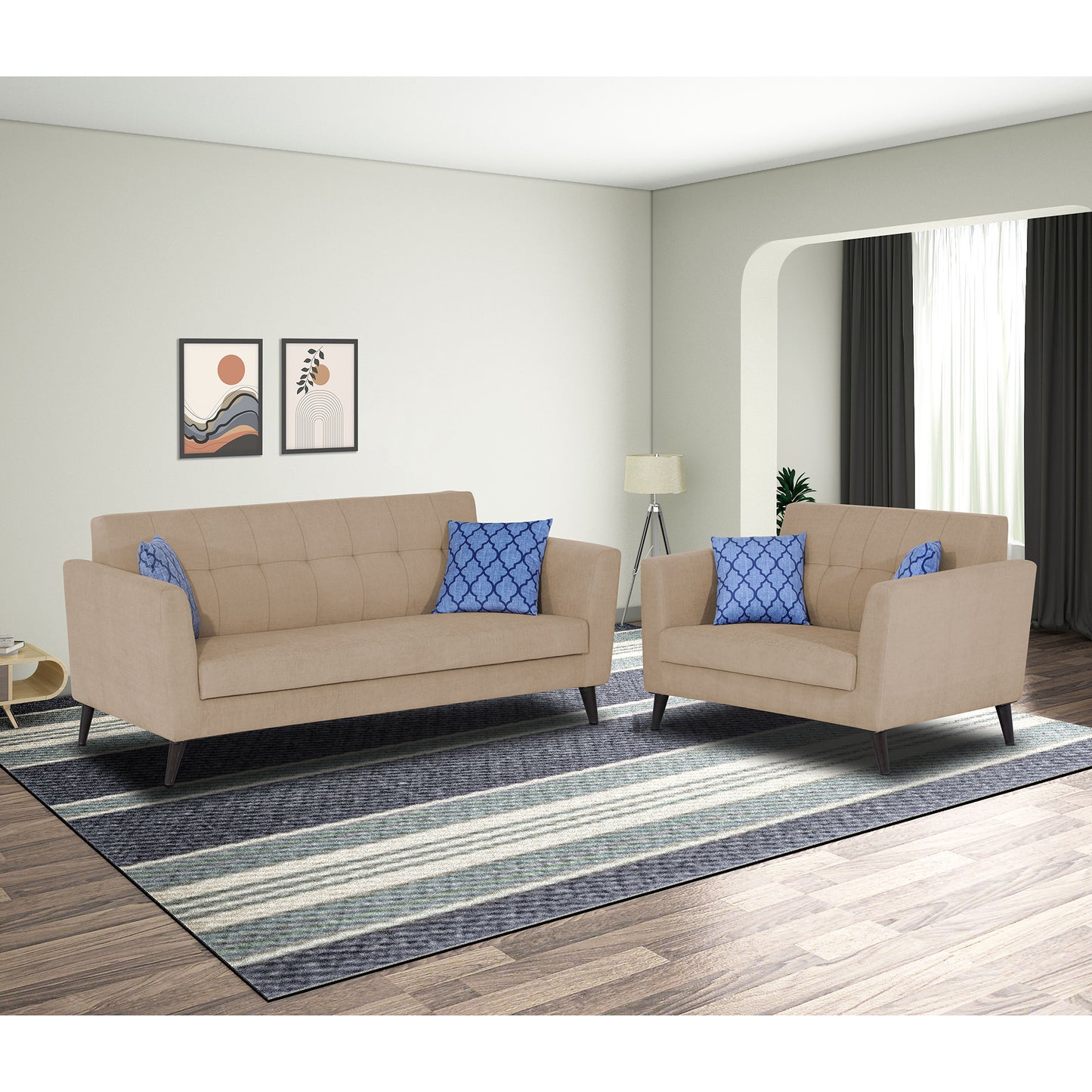Adorn India Dannis 3+2 5 Seater Sofa Set