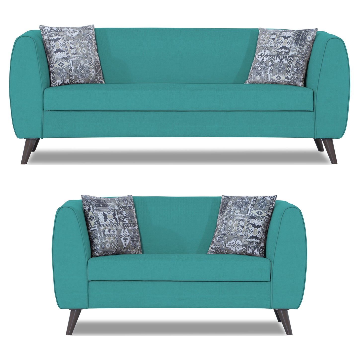 Adorn India Mason 3+2 5 Seater Sofa Set (Aqua Blue)