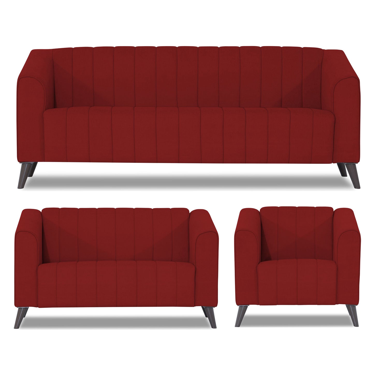 Adorn India Premium Laurel 3+2+1 6 Seater Sofa Set (Red) (3 Year Warranty)