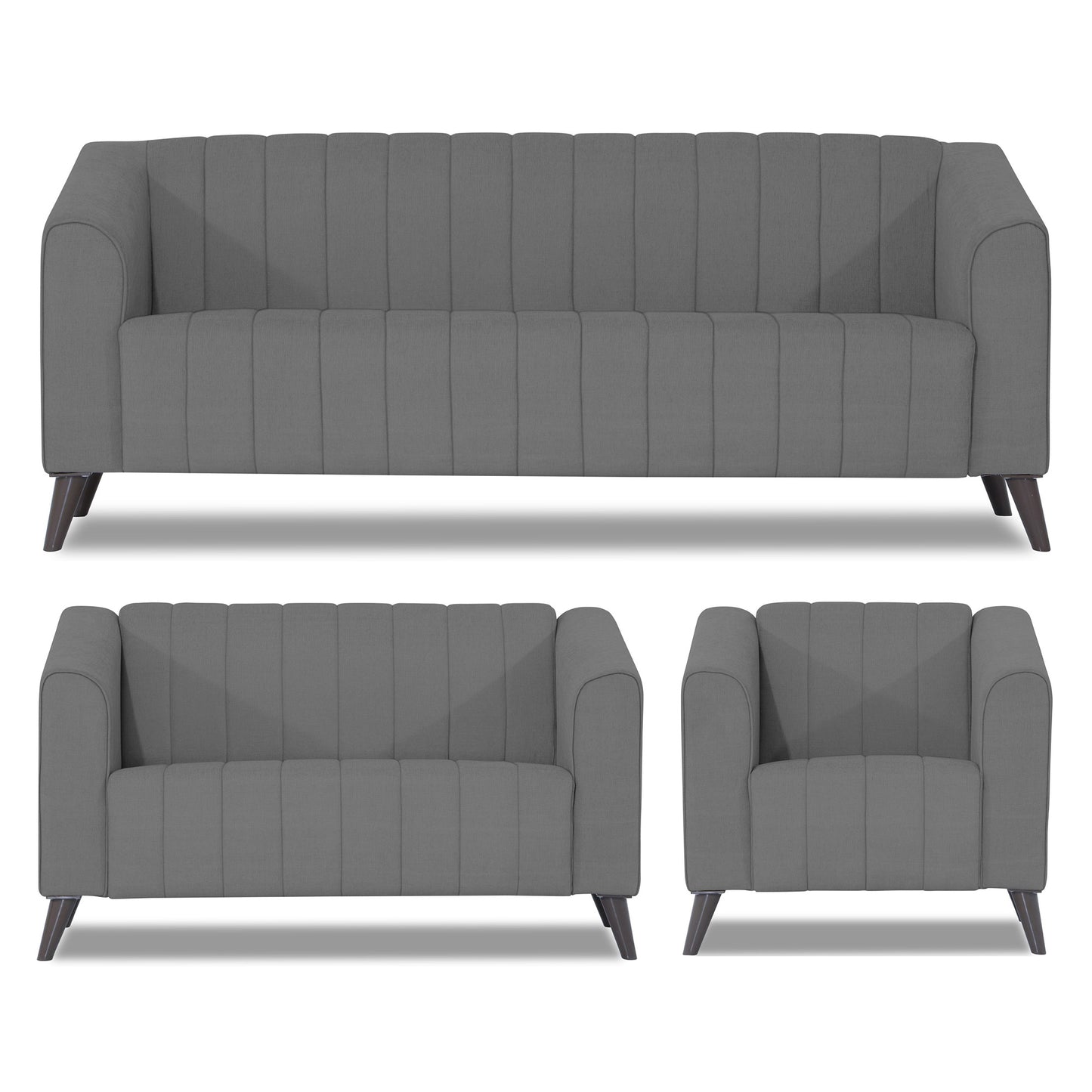 Adorn India Premium Laurel 3+2+1 6 Seater Sofa Set (Grey) (3 Year Warranty)