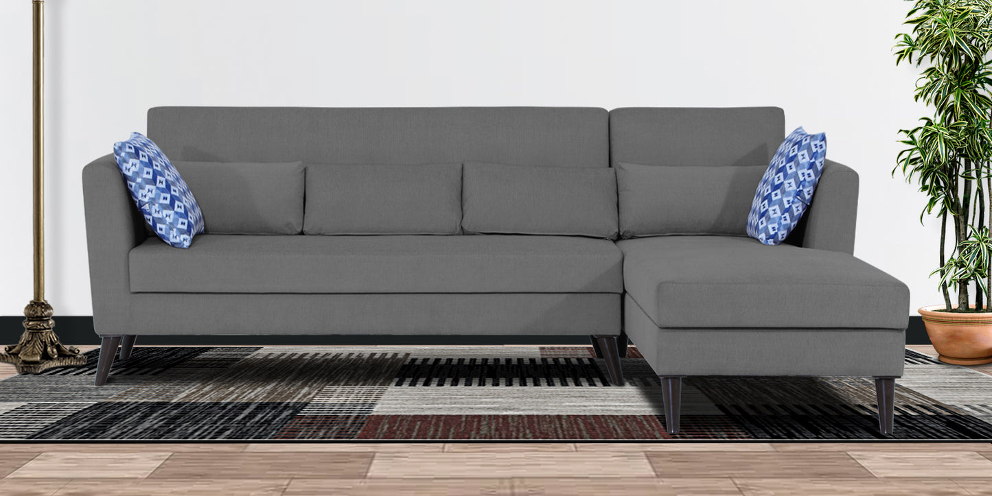 Adorn India Daniel L Shape 6 Seater Sofa Set RHS (Grey) (3 Year Warranty)