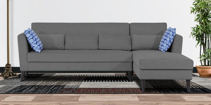 Adorn India Daniel L Shape 6 Seater Sofa Set RHS (Grey) (3 Year Warranty)
