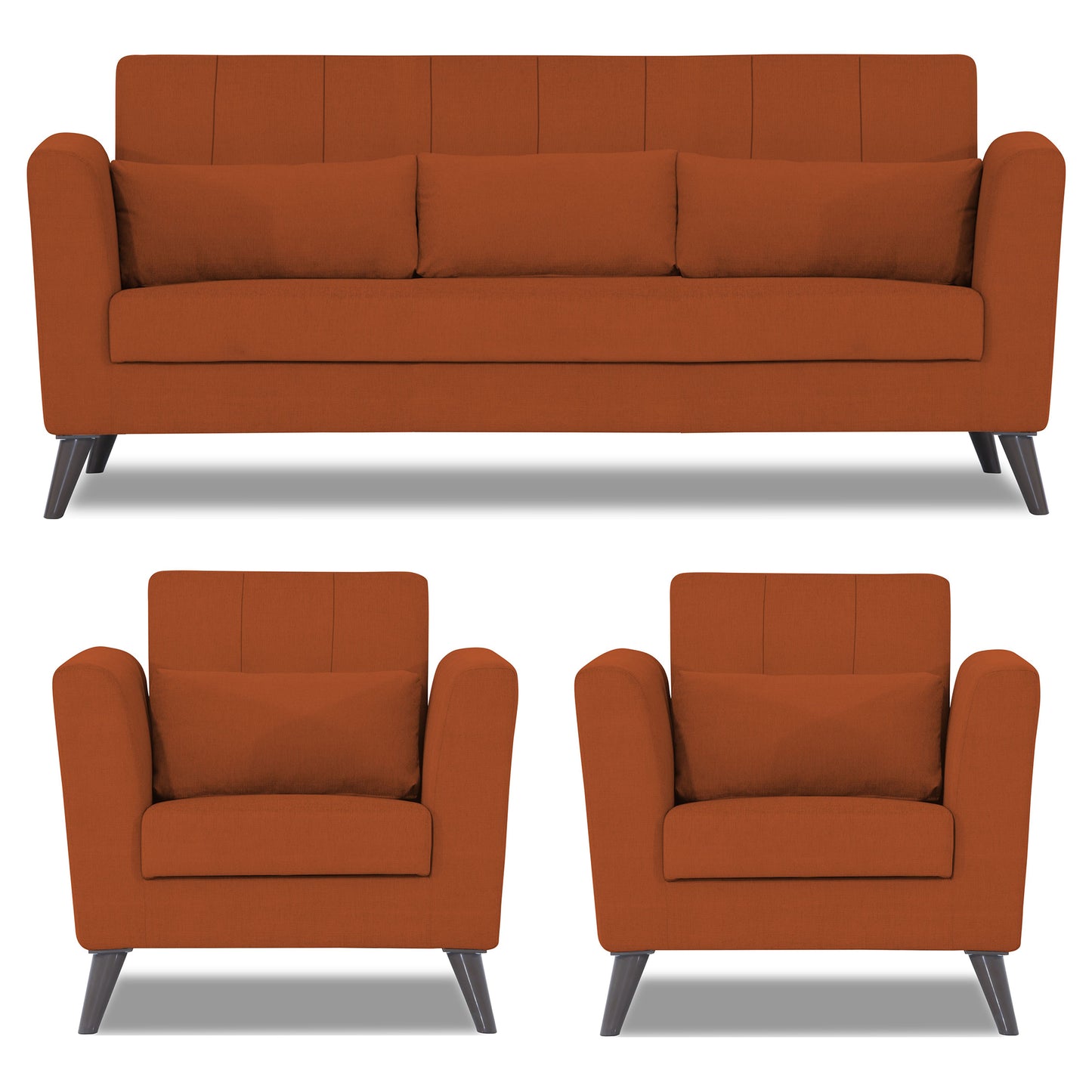 Adorn India Daniel 3+1+1 5 Seater Sofa Set (Rust) (3 Year Warranty)