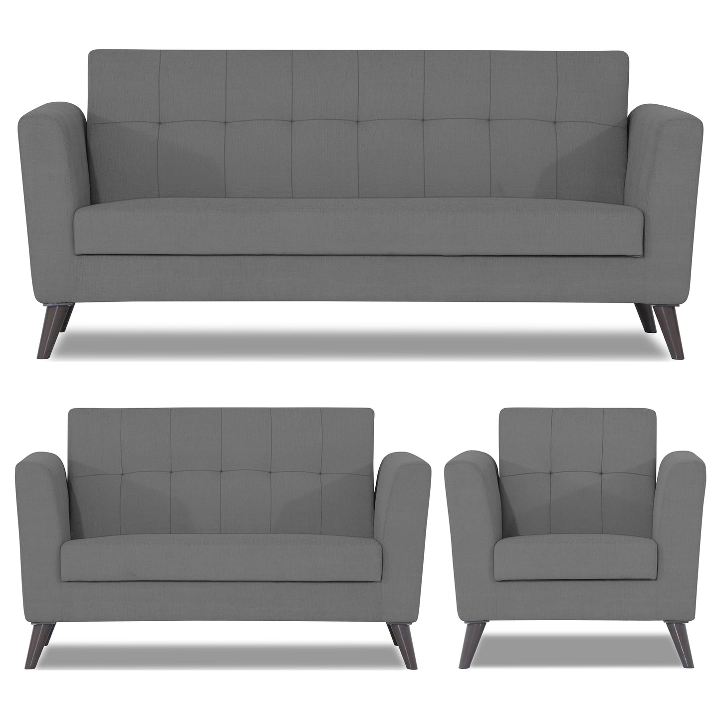 Adorn India Dannis 3+2+1 6 Seater Sofa Set (Grey) (3 Year Warranty)