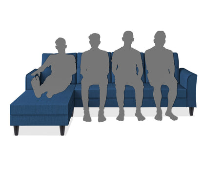 Adorn India Maddox Tufted L Shape 5 Seater Chenille Sofa Sofa Set LHS (Blue) (3 Year Warranty)