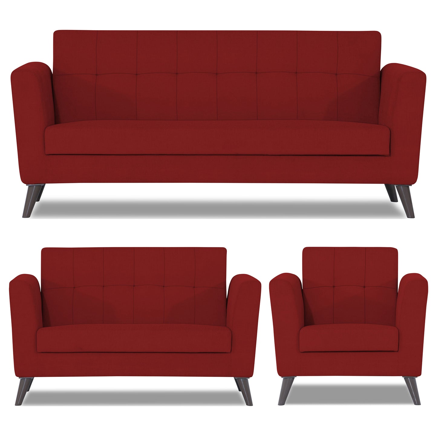 Adorn India Dannis 3+2+1 6 Seater Sofa Set (Red) (3 Year Warranty)