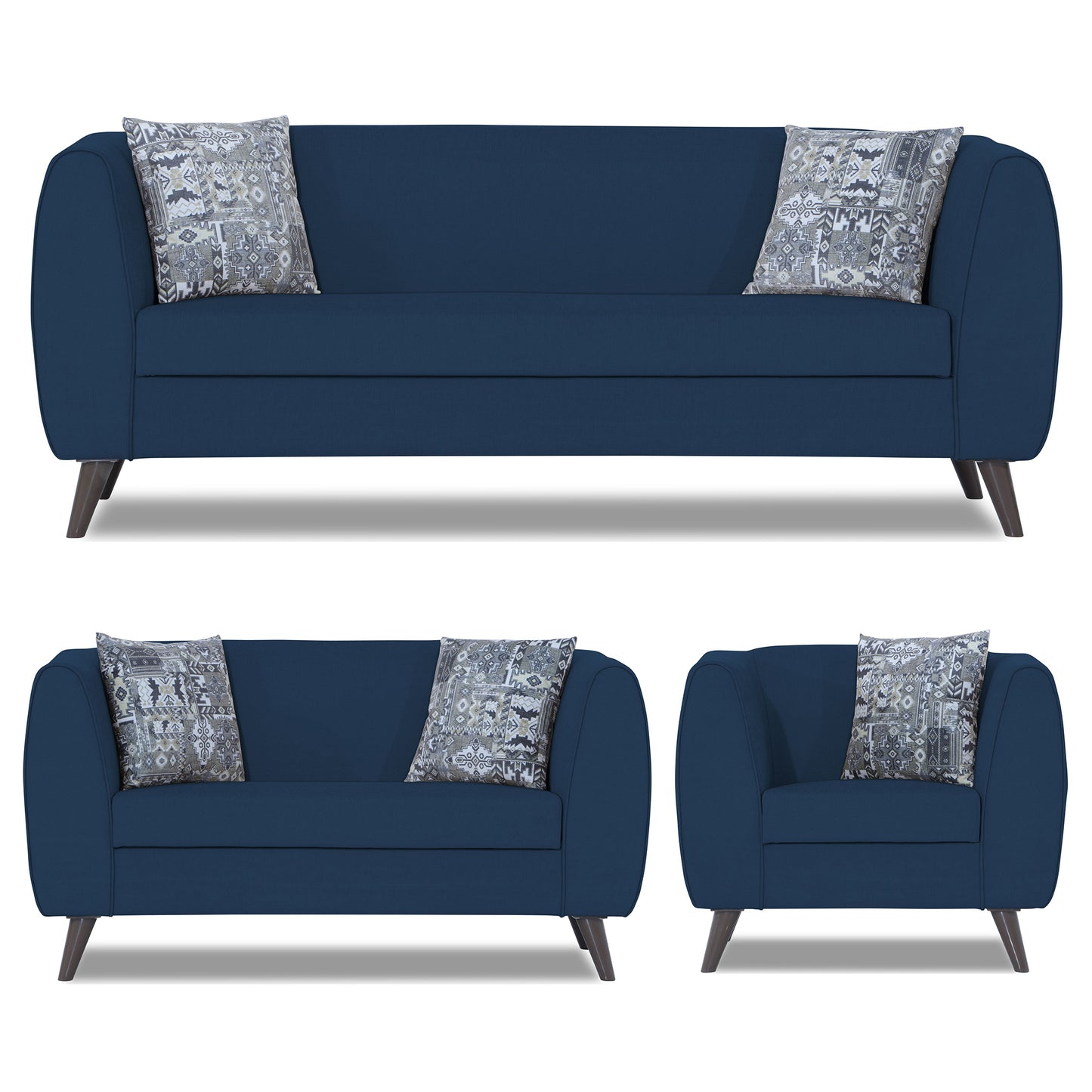 Adorn India Mason 3+2+1 6 Seater Sofa Set (Aqua Blue)