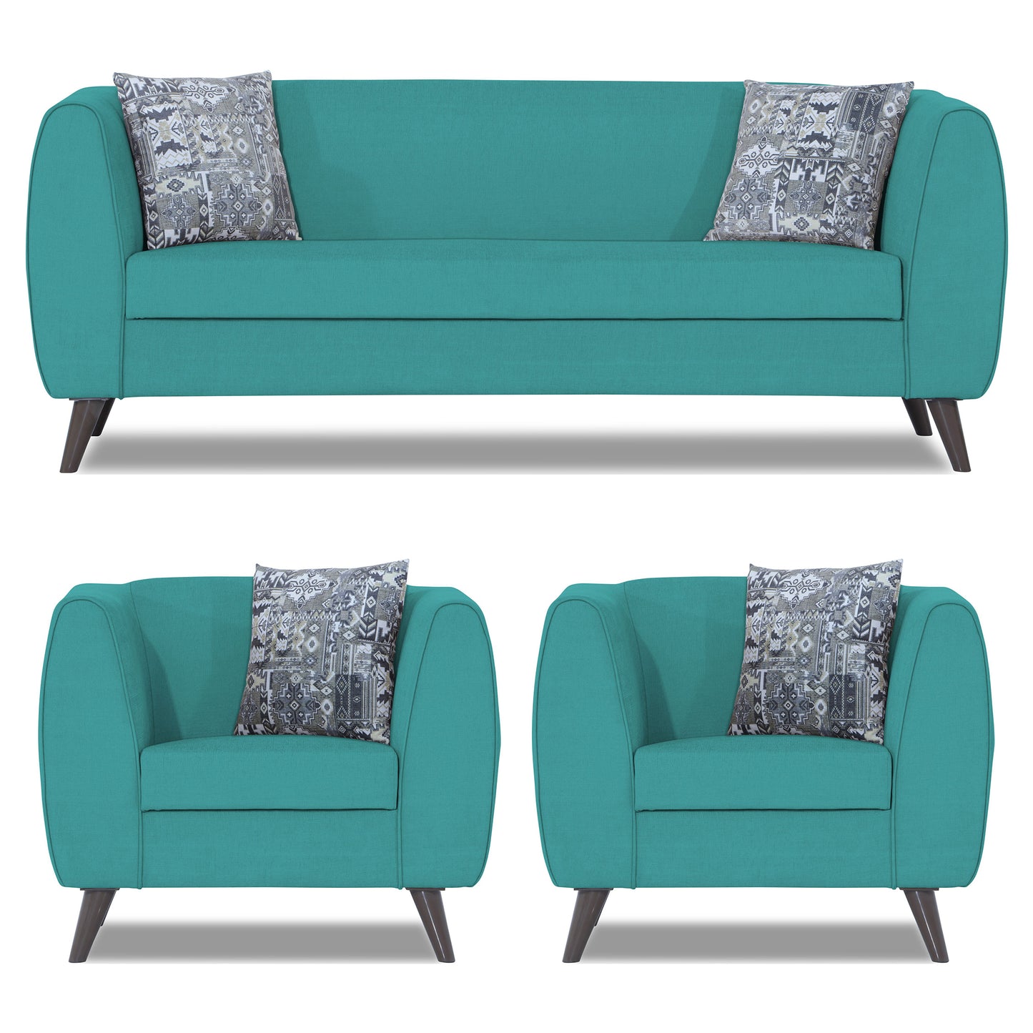 Adorn India Mason 3+1+1 5 Seater Sofa Set (Aqua Blue)