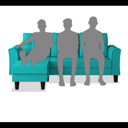 Adorn India Maddox Tufted L Shape 4 Seater Sofa Set (Aqua Blue) (3 Year Warranty)