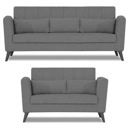 Adorn India Daniel 3+2 5 Seater Sofa Set (Grey) (3 Year Warranty)
