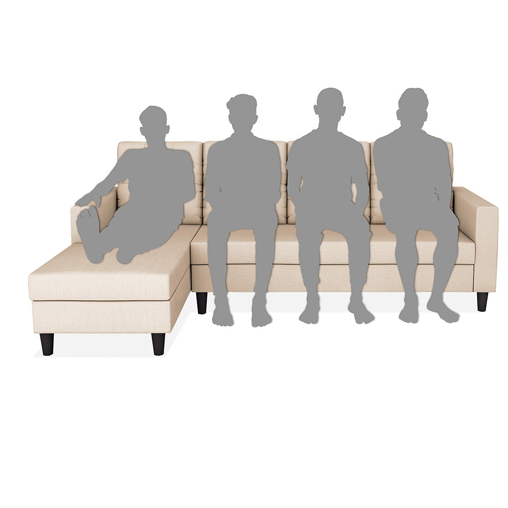 Adorn India Darcy L Shape 6 Seater Sofa Set (LHS) (Beige) (3 Year Warranty)
