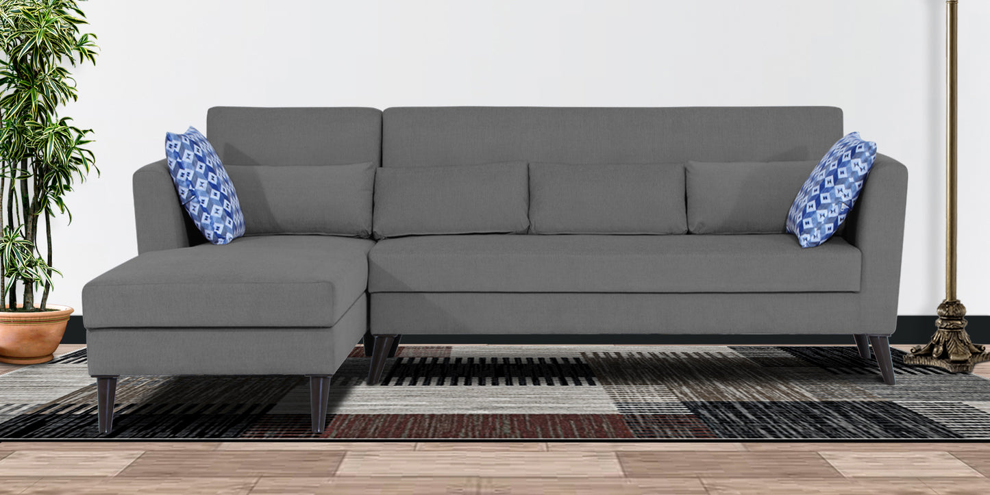 Adorn India Daniel L Shape 6 Seater Sofa Set LHS (Grey) (3 Year Warranty)