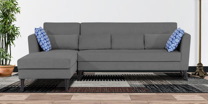 Adorn India Daniel L Shape 6 Seater Sofa Set LHS (Grey) (3 Year Warranty)