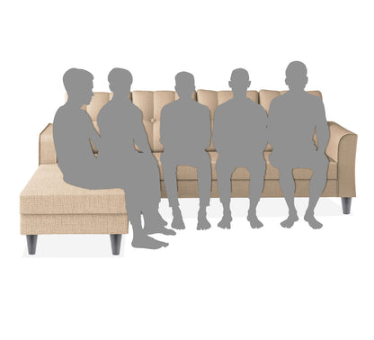 Adorn India Maddox Tufted L Shape 6 Seater Sofa Set Lhs (Beige) (3 Year Warranty)