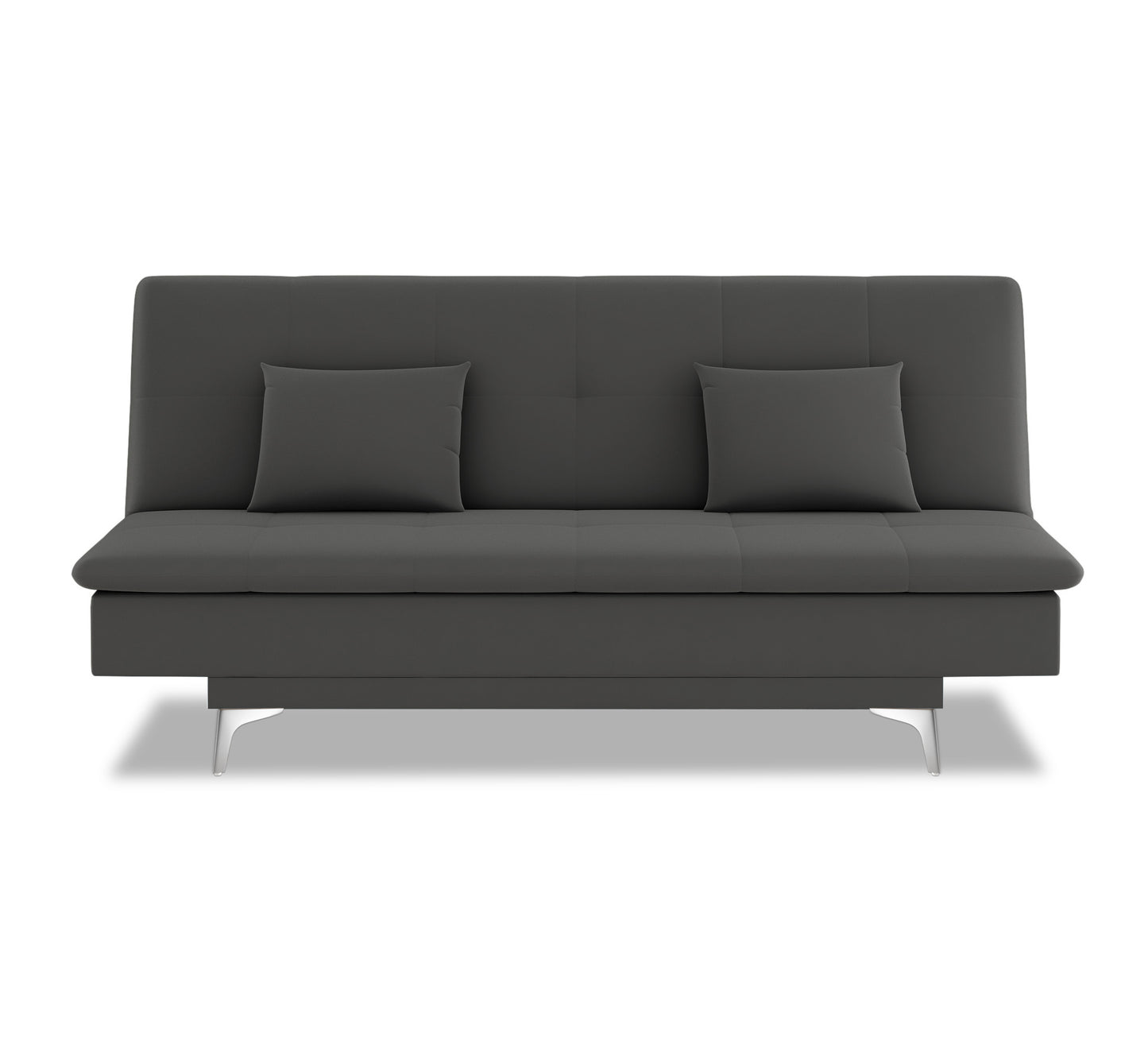 Adorn India Premium New Aspen 3 Seater Sofa Cum Bed 4X6 Velvet Suede with 2 Cushions (Color Dark Grey) and Suitable for All Indoor, with 3 Years Warranty