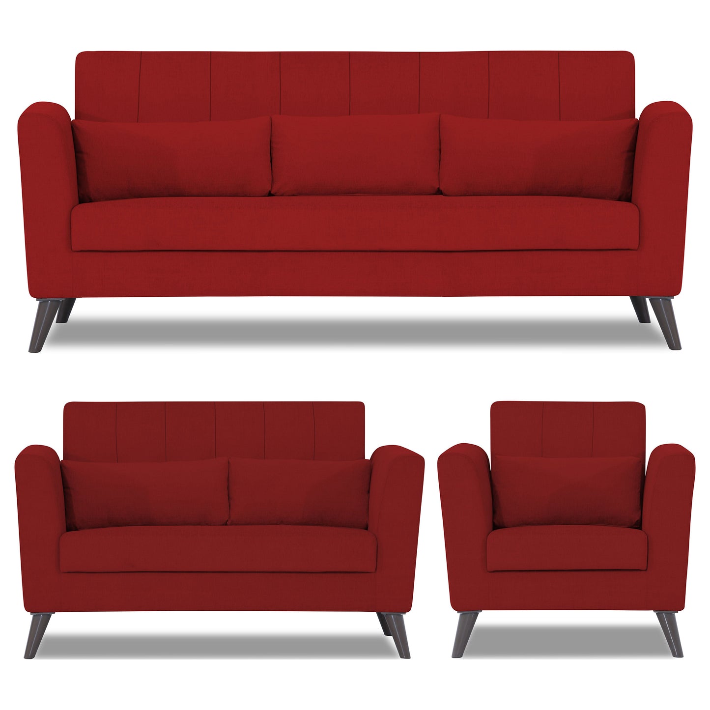 Adorn India Daniel 3+2+1 6 Seater Sofa Set (Red) (3 Year Warranty)