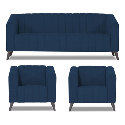 Adorn India Premium Laurel 3+1+1 5 Seater Sofa Set (Blue) (3 Year Warranty)