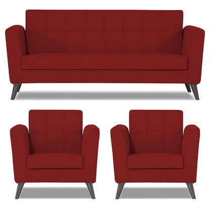 Adorn India Dannis 3+1+1 5 Seater Sofa Set (Red) (3 Year Warranty)
