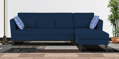Adorn India Daniel L Shape 6 Seater Sofa Set RHS (Blue) (3 Year Warranty)