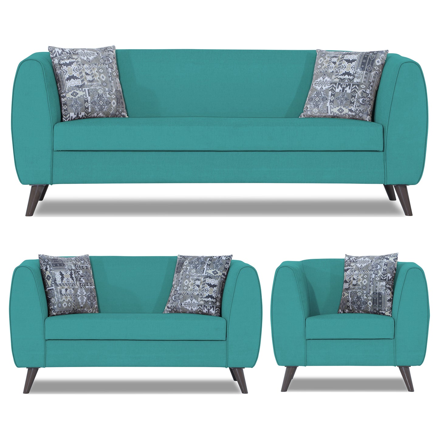 Adorn India Mason 3+2+1 6 Seater Sofa Set (Aqua Blue)